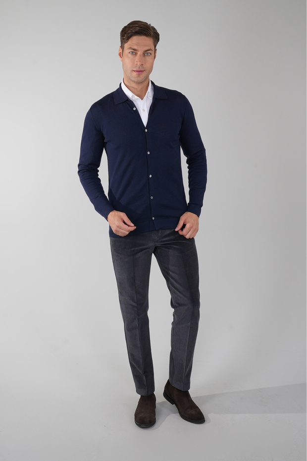 YünLacivert Erkek Triko Hırka - 5