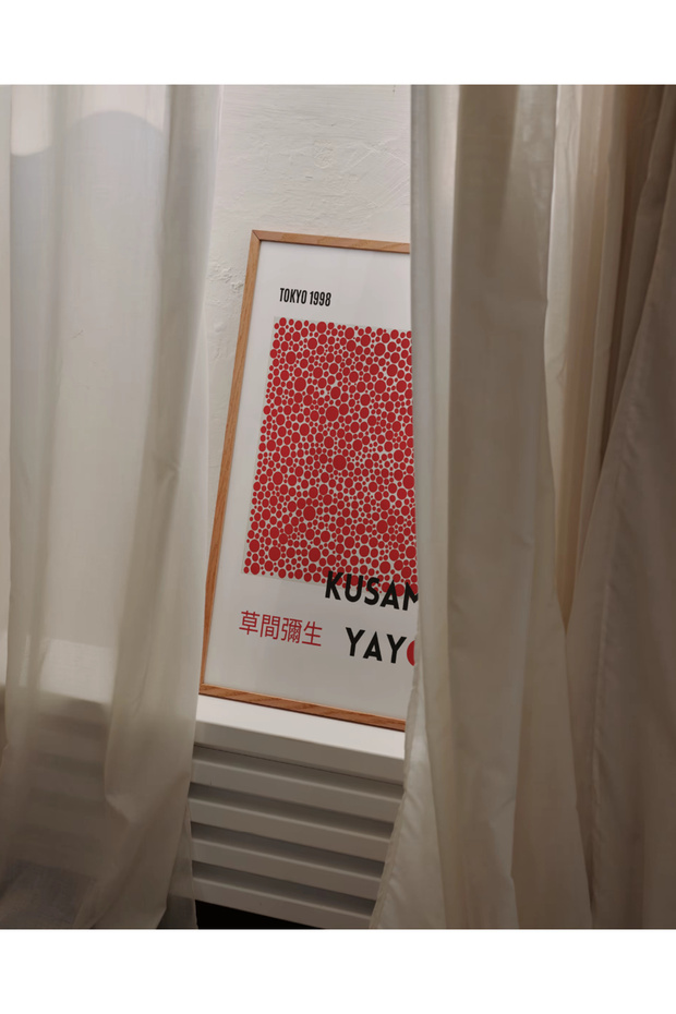 Tokyo Red Dots - Doğal Ahşap Çerçeveli Tablo - İllüstrasyon Poster - Curated By Push - 6