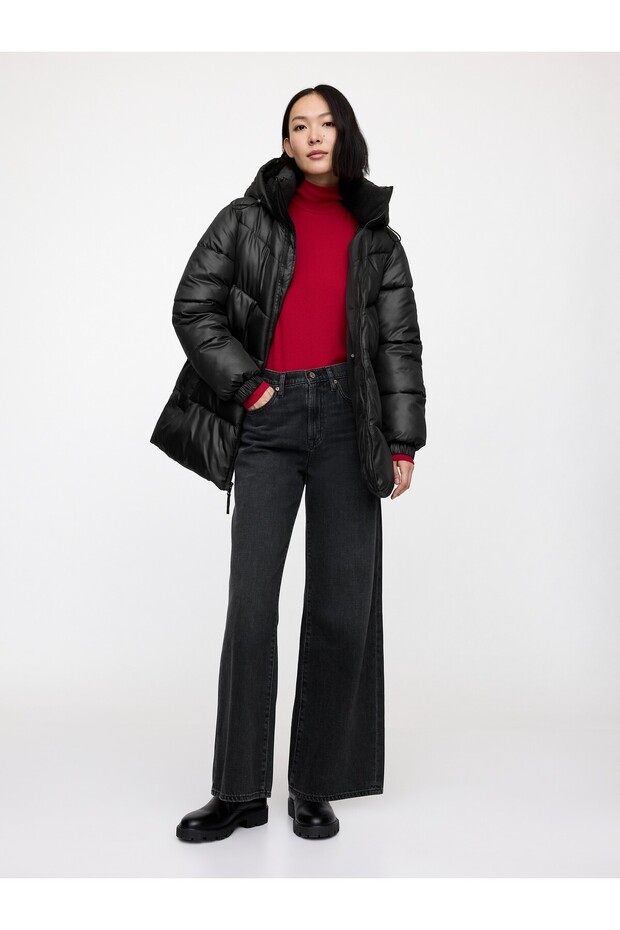 Kadın Siyah ColdControl Puffer Mont - 4