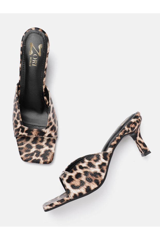 Mistress Leopard Cushioned Print Heels for Women - Vegan Leather Heels, 3 Inch Heel
