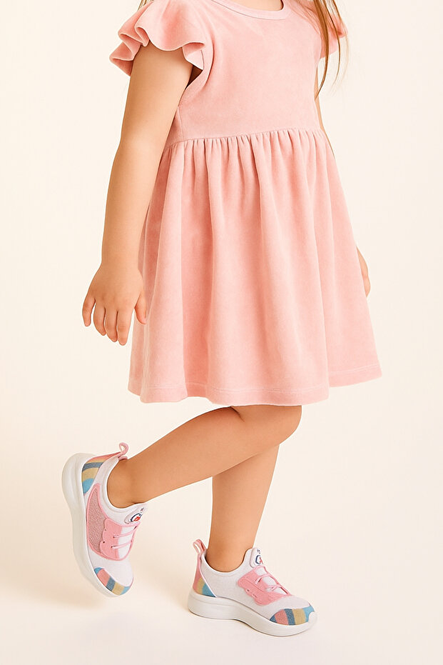Girl's Pink Glitter Sneaker Lightweight Orthopedic Shoes
