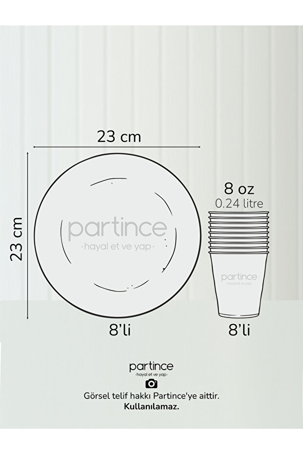 8 Kişilik Makaron Mint Renkli Kullan At Karton Tabak Bardak Çatal Kaşık Bıçak Parti Seti - 3