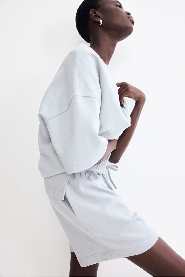 Bol Kesimli Sweatshirt Şort - 1