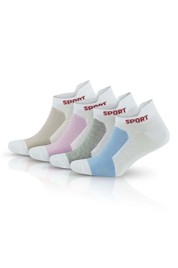 4 Pack Cotton Sports Soft Elastane Colorful Women's Booties Socks 2082