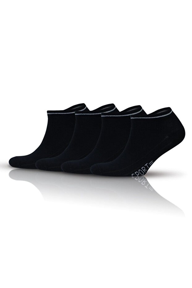 4-Piece Cotton Black Soft Elastic Sports Ankle Length Women's Booties Socks 2124