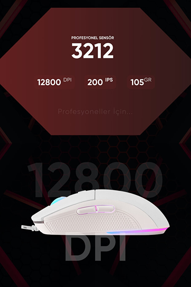 Radiant M1 Rgb Makrolu 12800 Dpi E-spor Örgü Kablo Profesyonel Gaming Mouse Oyuncu Mouse - 5