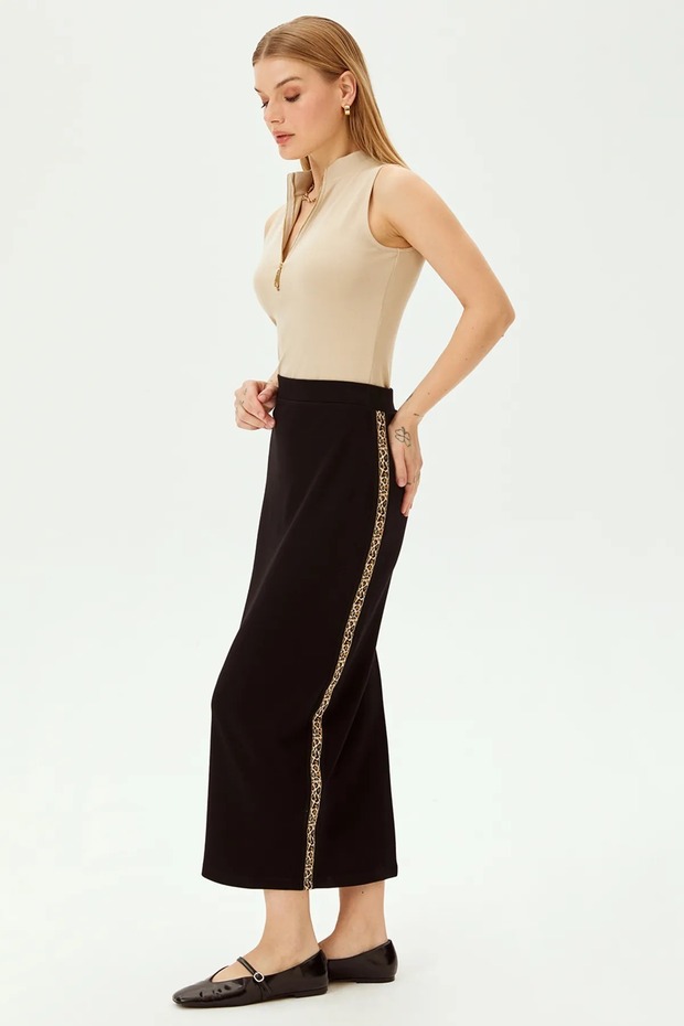 Midi Regular Rahat Kalıp Örme Etek - 5