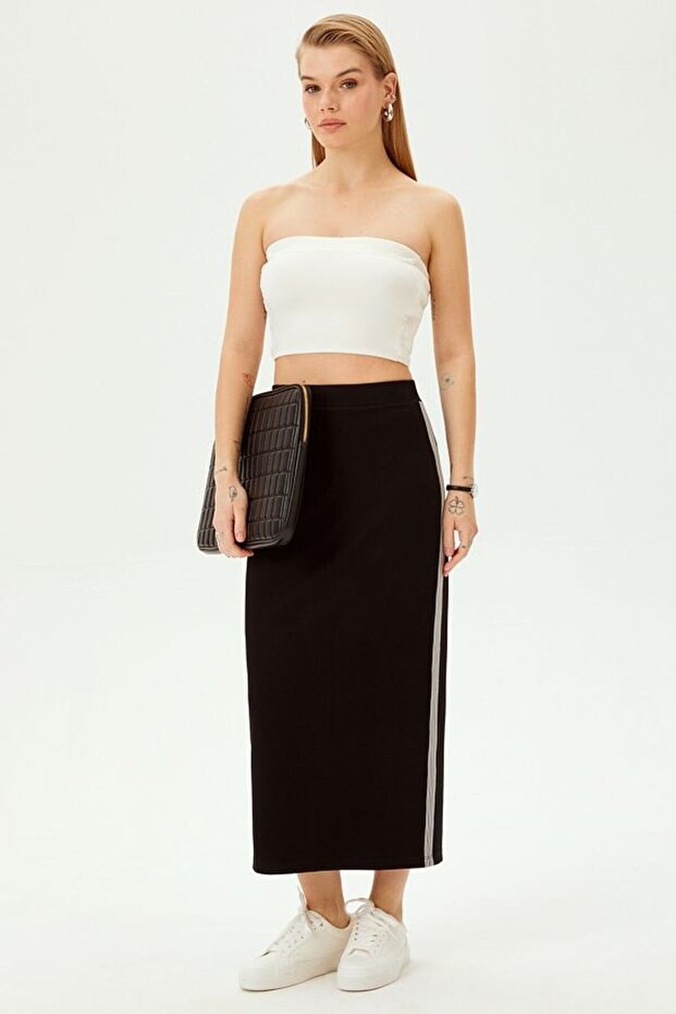 Midi Regular Rahat Kalıp Örme Etek - 3