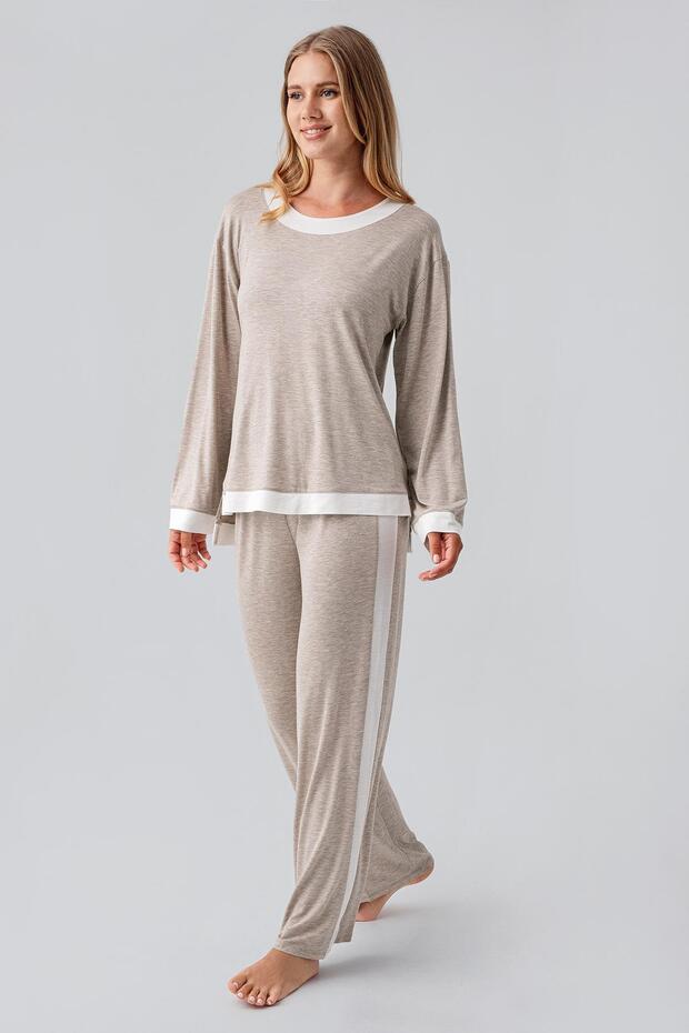 Μακρυμάνικο Σετ Πιτζάμες Basic Stretchy Viscose - 1