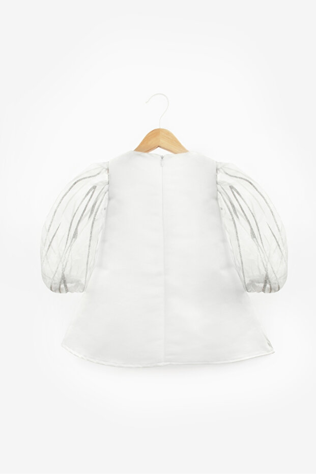 Ekru  Sim Detaylı Kız Çocuk Elbise - Corrine - 6