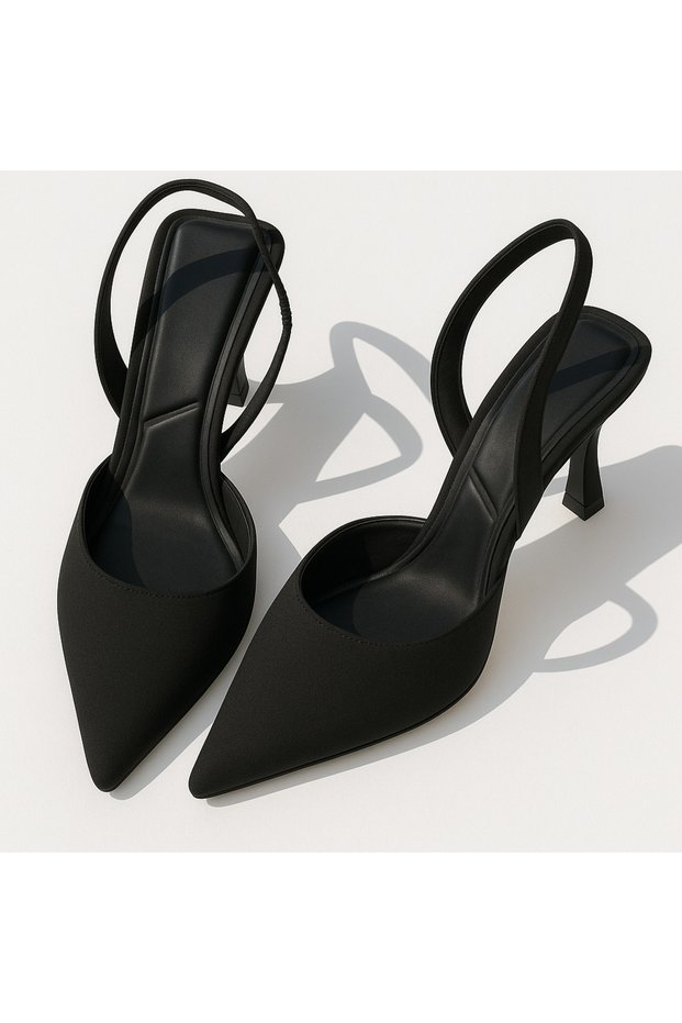 Women's Fabric Detailed Comfortable Heeled Shoes