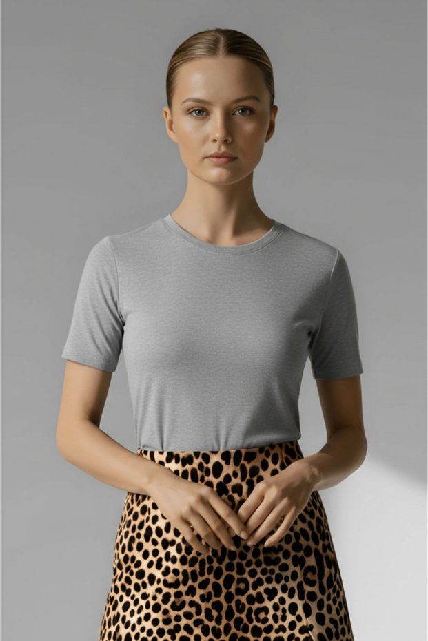 Crew Neck Basic Ultra Soft Cotton Viscose Short Sleeve Soft Regular Size Body