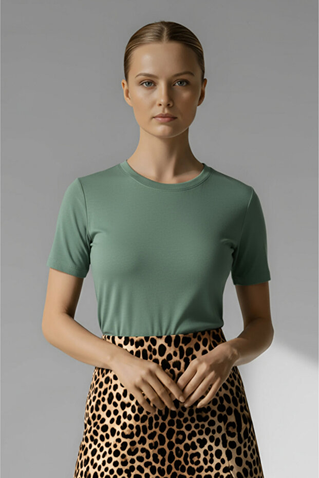 Crew Neck Basic Ultra Soft Cotton Viscose Short Sleeve Soft Regular Size Body