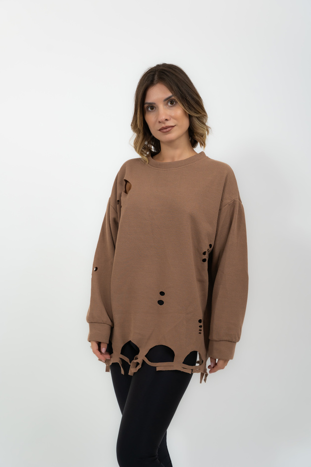 HOODIE CUT CAMEL - 1