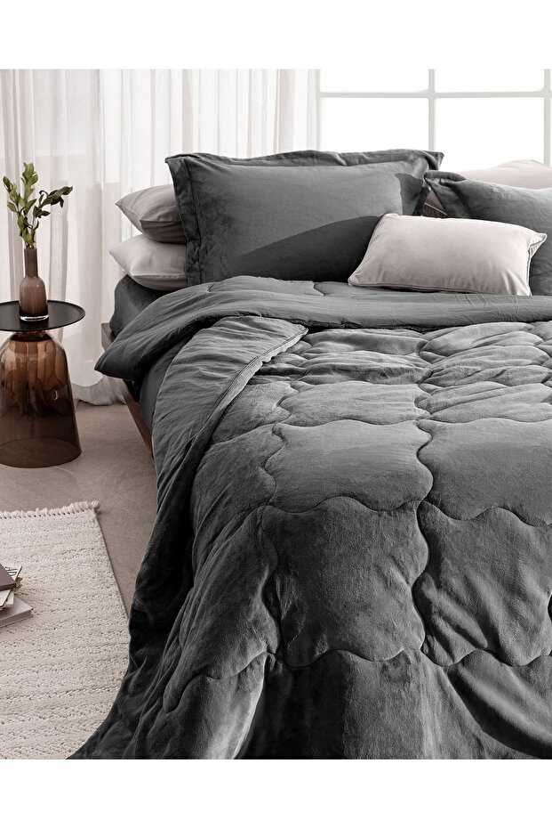 Kaira Doppelbett-Bettdeckenset - Anthrazit - 2