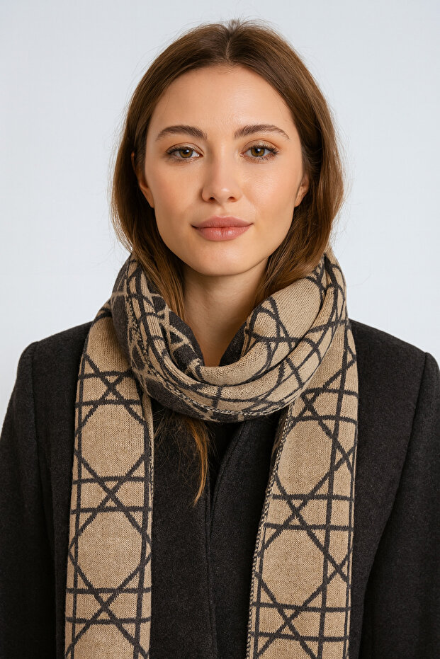 Cannage Desenli Triko Atkı - 2