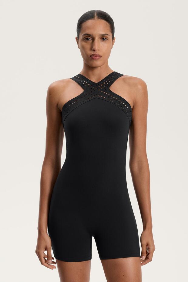 Delikli Compressive kısa tulum - 1