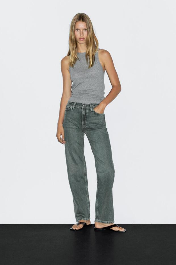 Straight fit yüksek bel jean - 1