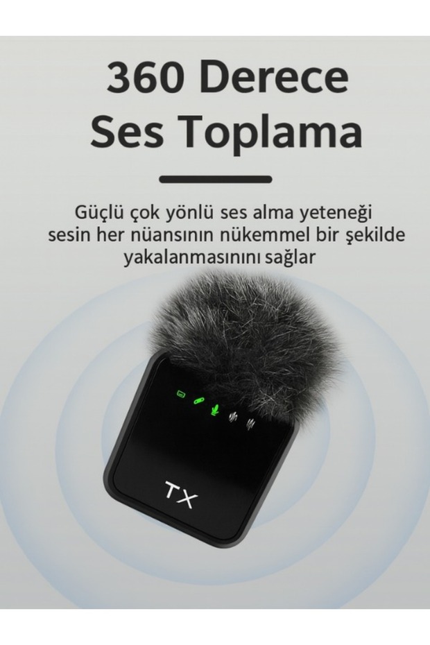Kablosuz Tüylü Yaka Mikrofonu F11 Model 3'ü 1 Arada Type-C Apple 3.5mm Uyumlu Tekli Set - 6