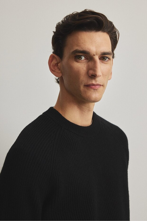 Lastik Örgülü Yün Kazak Regular Fit - 5