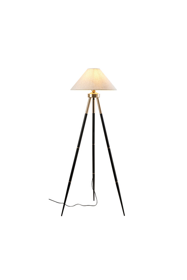 Cosby Siyah-Gold Kaplamalı Tripod Metal 3 Ayaklı Lambader - 2