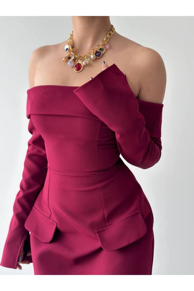 Devru Straplez Cep Detay Mini Elbise - 6