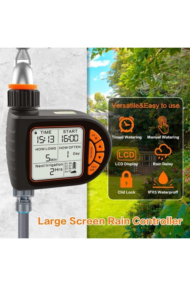 SKY-TOUCH Smart Water Timer, Waterproof Sprinkler Timer, Programmable Irrigation Controller with Rai - 3
