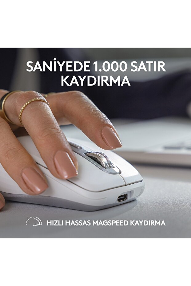 MX Anywhere 3S Kompakt 8000 DPI Optik Sensörlü Sessiz Bluetooth Kablosuz Mouse, Beyaz 910-006930 - 4