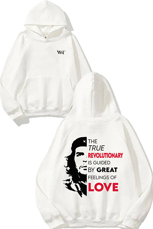 Che Guevara 3 Design Back Printed White Hooded Sweatshirt