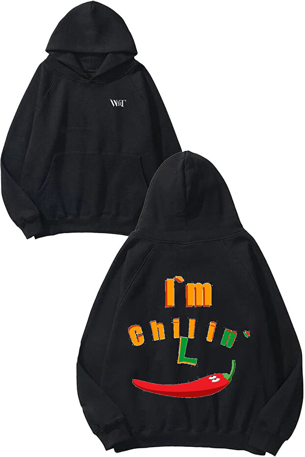 Chilli 4 Design Back Printed Black Hooded Sweatshirt