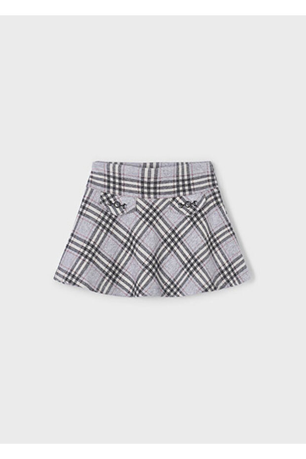Gray Girl's Jacquard Checked Skirt 4905