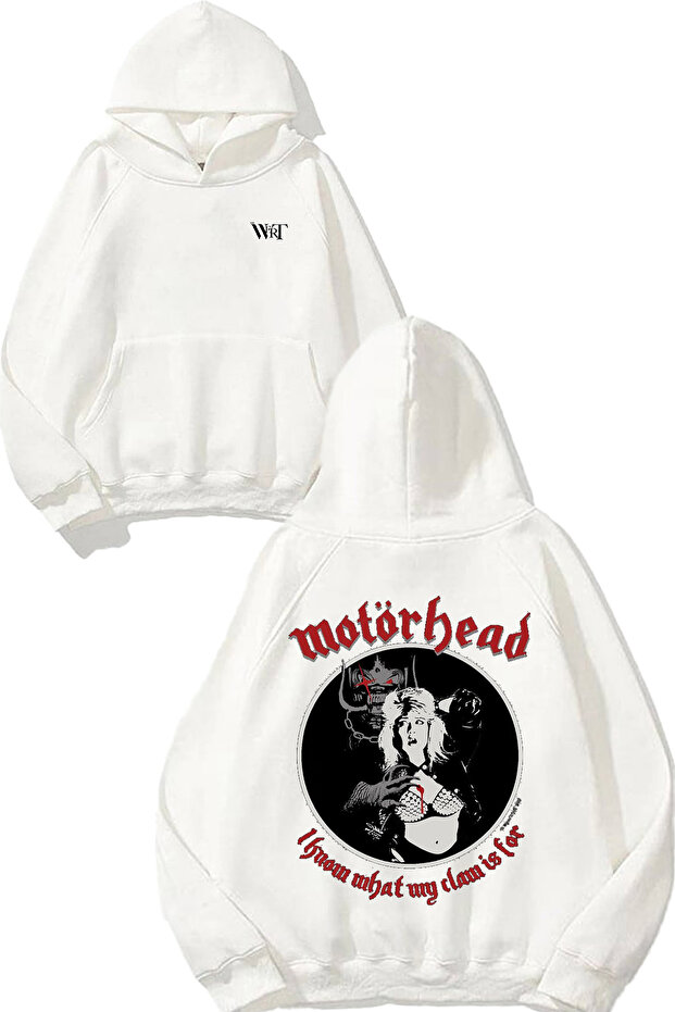 Motörhead 5 Design Back Printed White Hooded Sweatshirt