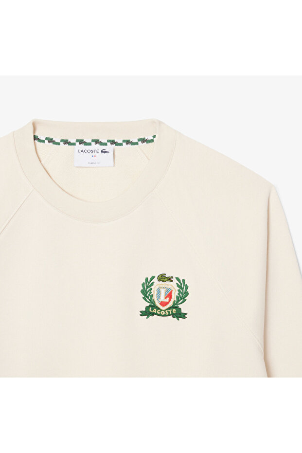 Erkek Classic Fit Bisiklet Yaka Krem Sweatshirt - 4