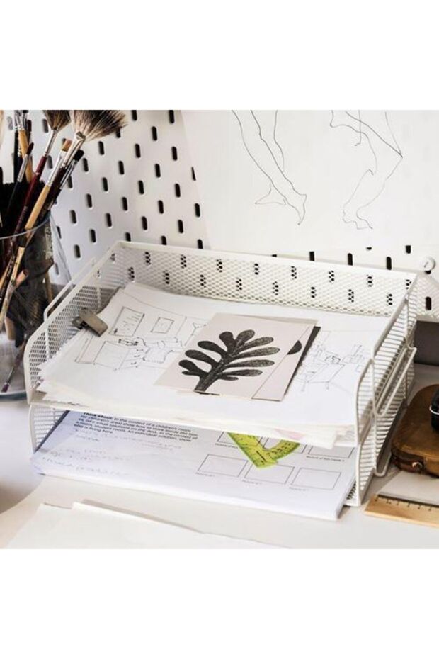 رف المستندات أبيض اللون العرض: 34 سم العمق: 24 سم الارتفاع: 7 سم - 7