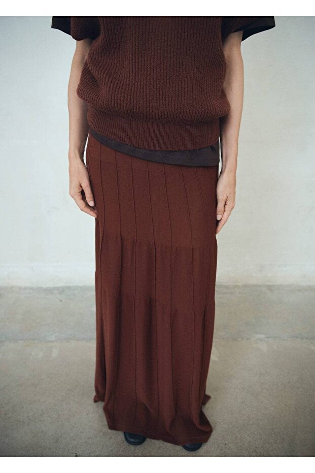 Dikişli uzun triko etek - 1