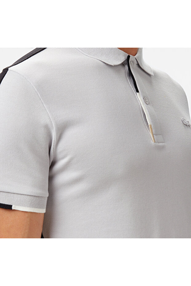 Erkek Regular Fit Renk Bloklu Gri Polo - 6