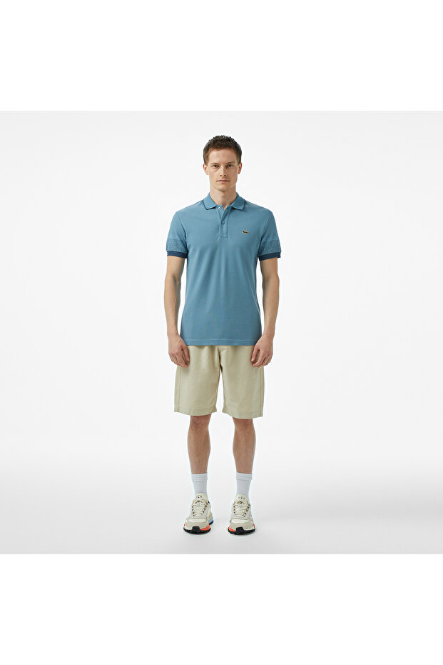 Loose Fit Erkek Baskılı Mavi Polo - 4