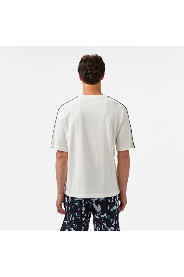 Erkek Relaxed Fit Bisiklet Yaka Baskılı Beyaz T-Shirt - 2