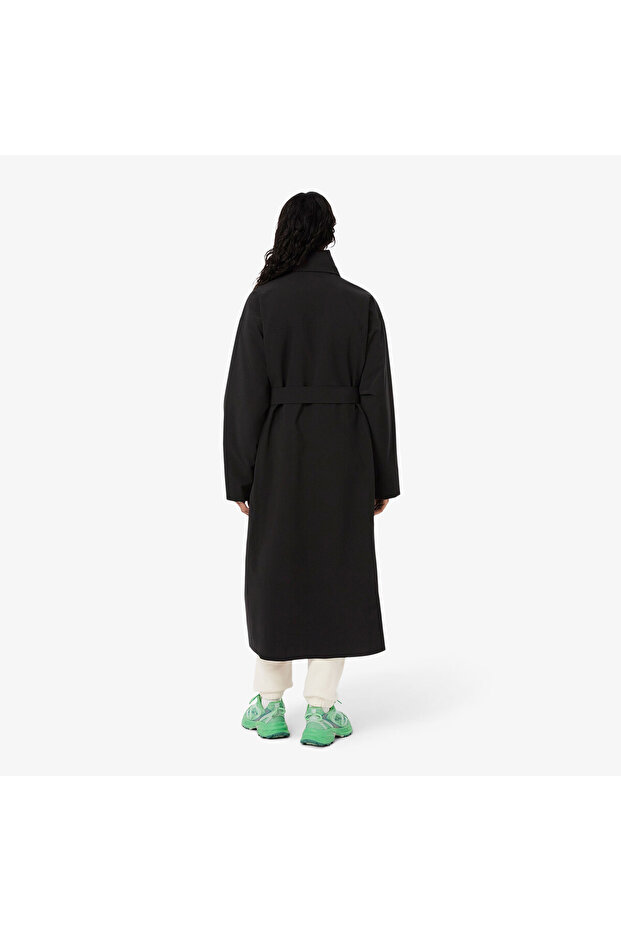 Kadın Oversize Fit Kapüşonlu Siyah Trençkot - 3