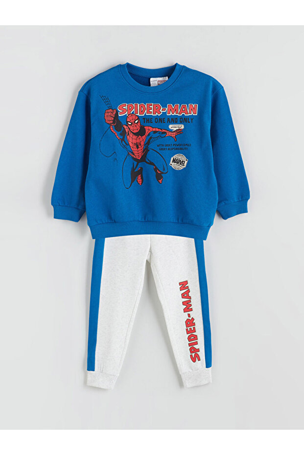 Mavi Baskılı Erkek Çocuk Sweatshirt ve Eşofman Alt 2'li - 1