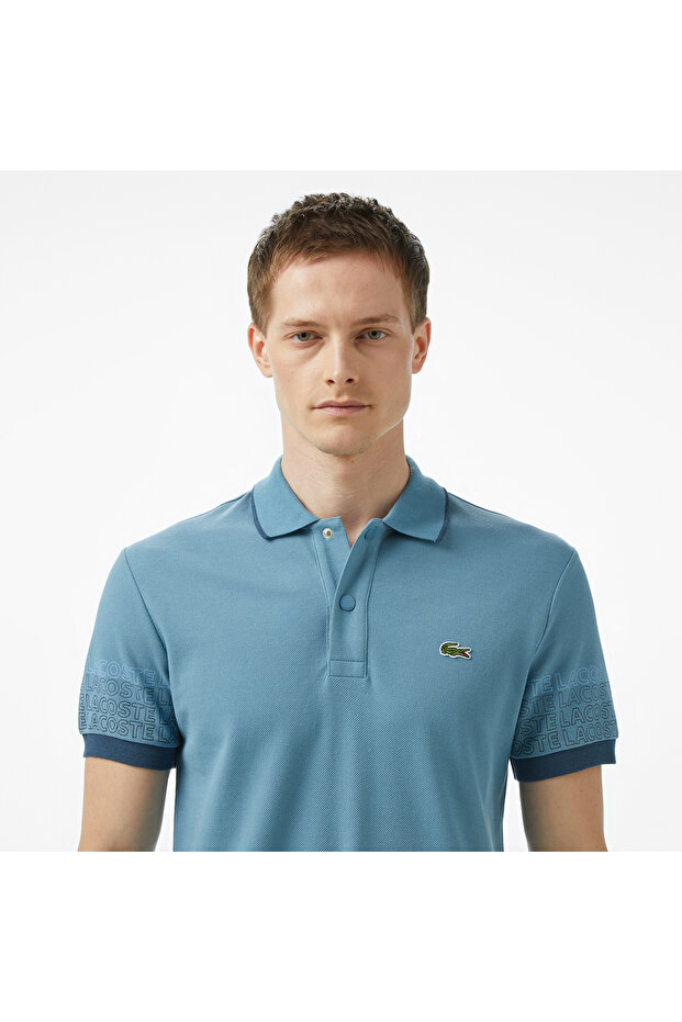 Loose Fit Erkek Baskılı Mavi Polo - 2