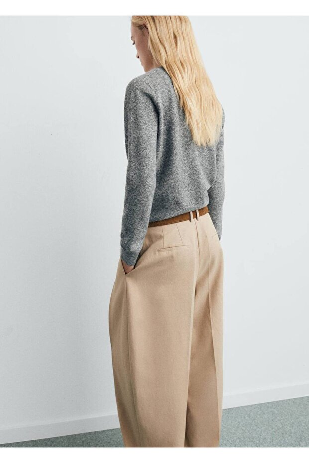 V-Neck Wool Blend Cardigan - 4