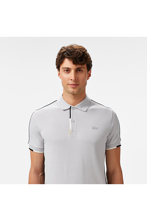 Erkek Regular Fit Renk Bloklu Gri Polo - 4