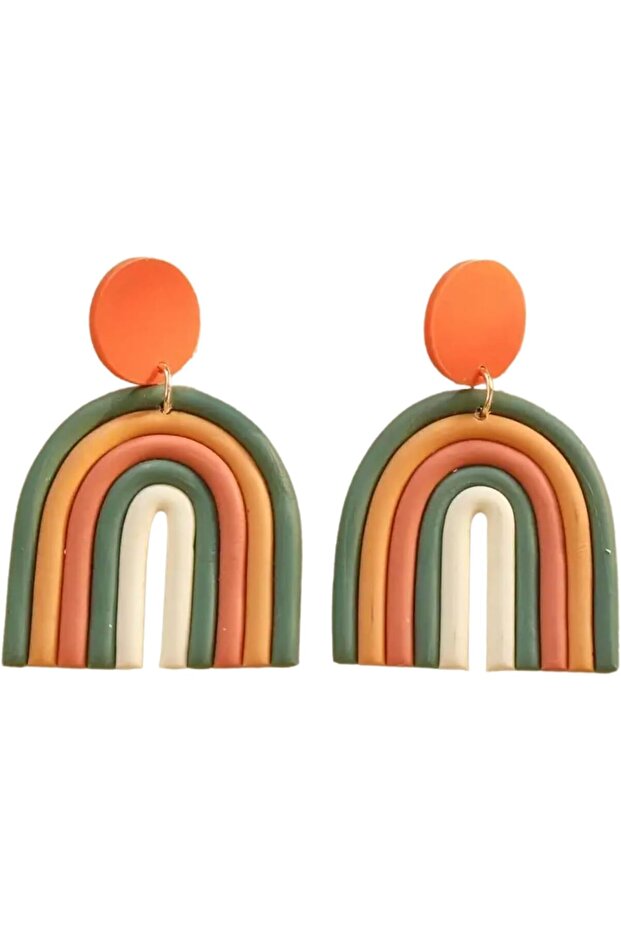 Colorful Rainbow Polymer Clay Dangle Earrings – Bohemian Vacation Style, Lightweight Statement Jew