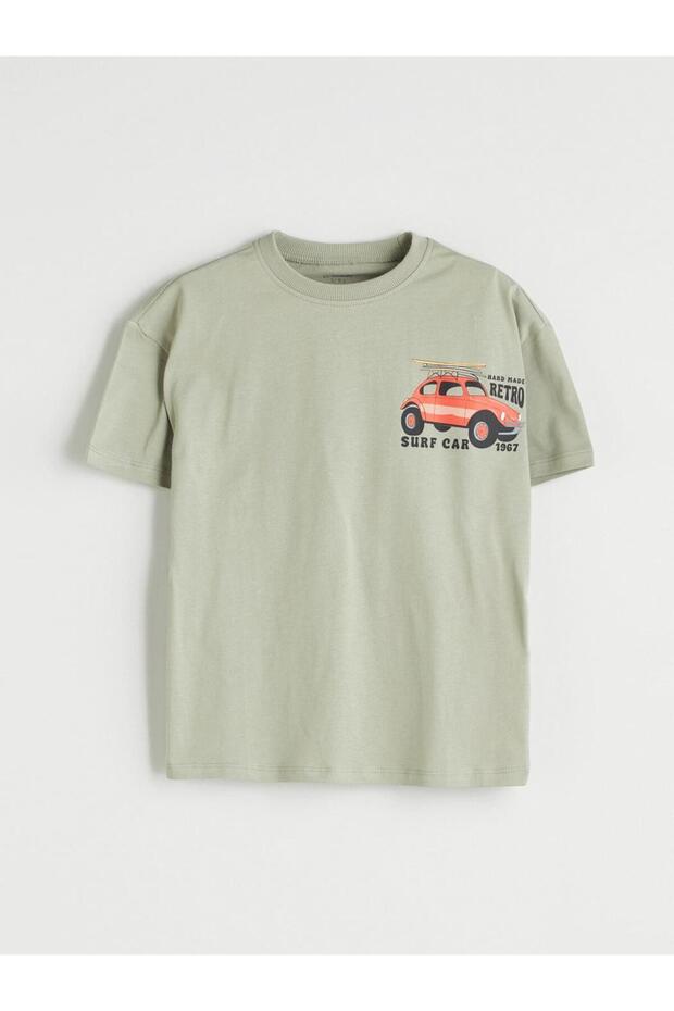Esvab • Modern & Distinctive Zero Roba Collar Printed Combed Cotton Boys' T-Shirt