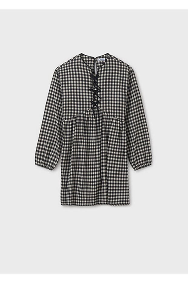 Black Checkered Girl's Dress 7916