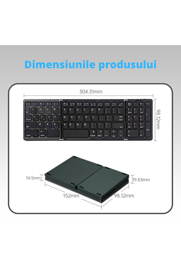Foldable, universal, tri-fold wireless keyboard with free wireless mouse, Bluetooth multi-device - 9