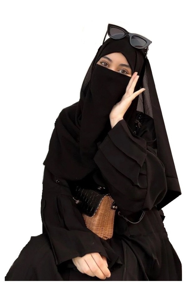 Chiffon Half Niqab with Back Tying Cord Breathable Face Veil