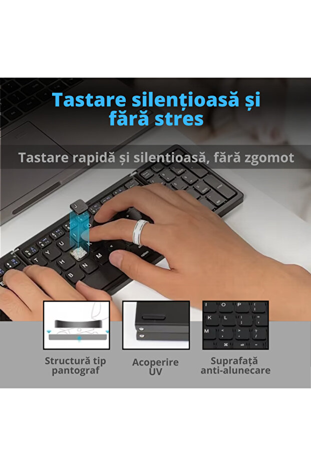 Foldable, universal, tri-fold wireless keyboard with free wireless mouse, Bluetooth multi-device - 7