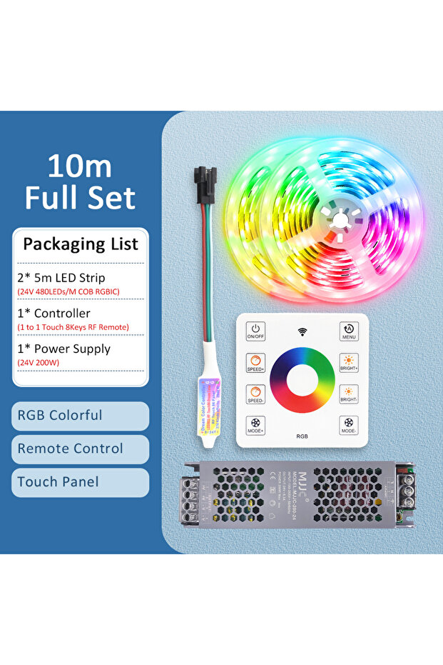 10M Full Set RGBIC COB LED Strip WS2811 24V 480 Diodes 5M 10M 15M 20M RGB IC Chasing Effect Lights T